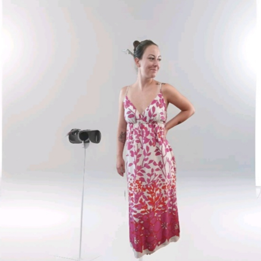 OLD NAVY Floral Maxi Dress Size M Empire Waist Spaghetti Strap Pink